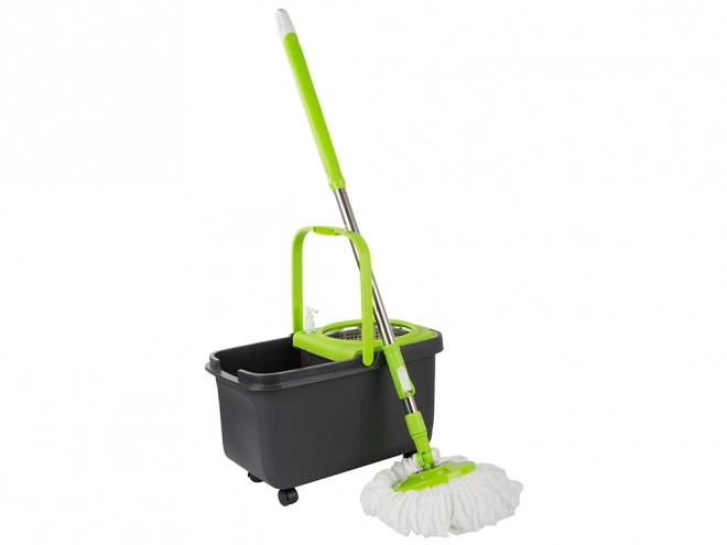 Mop rotatif avec 2 tampons en microfibre et seau distributeur