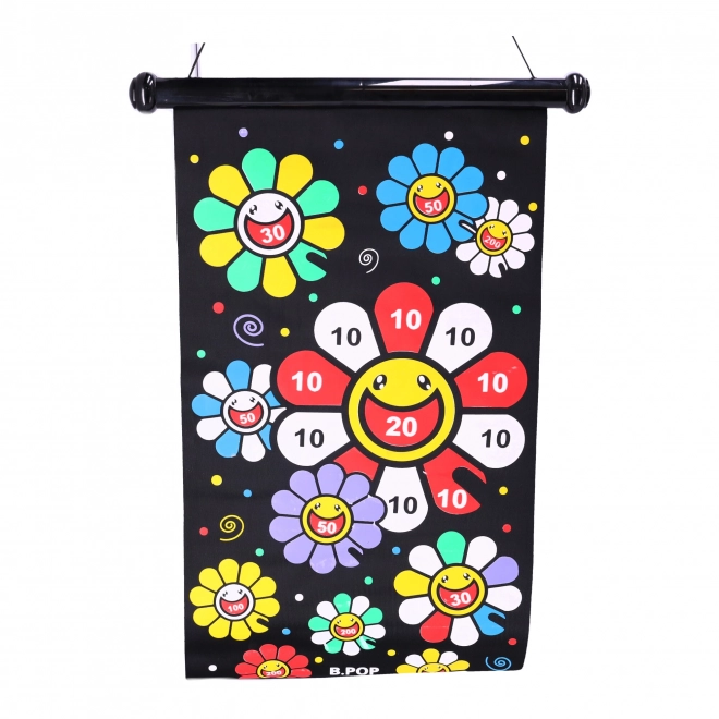 Target magnétique, réversible avec fléchettes - fleur colorée