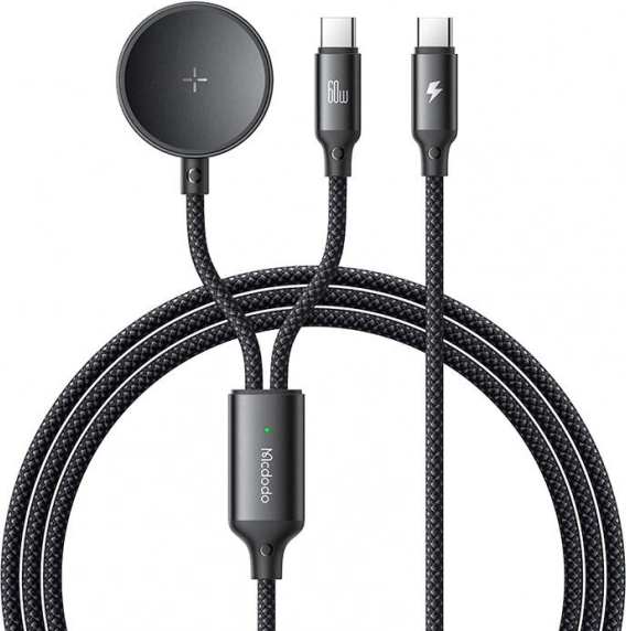 Mcdodo câble 2‑en‑1 USB‑C et chargeur pour Samsung Watch, 60 W, 1,2 m
