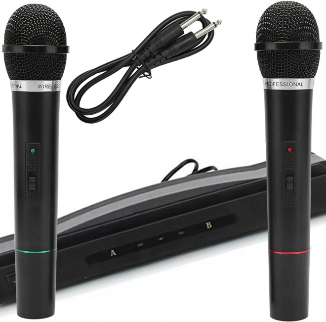 Ensemble karaoké avec 2 microphones sans fil et station réceptrice
