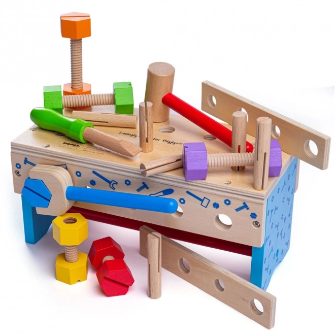 Établi en bois et caisse à outils 2 en 1 Bigjigs Toys