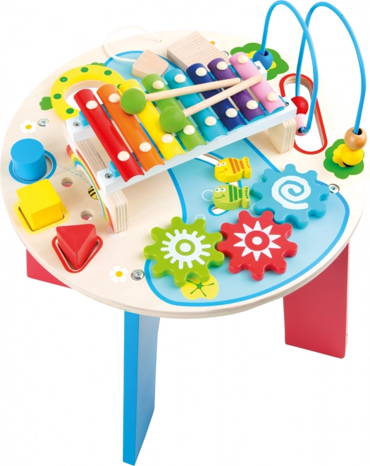 Table d’activité et musicale en bois 2-en-1