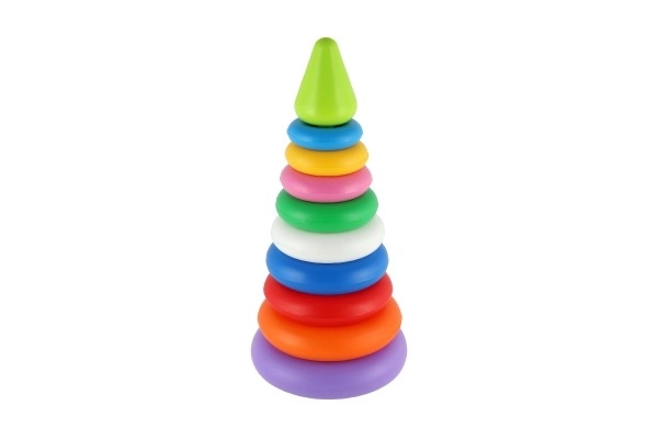 Pyramide à empiler en plastique 2 couleurs dans filet 15x31cm 12m+