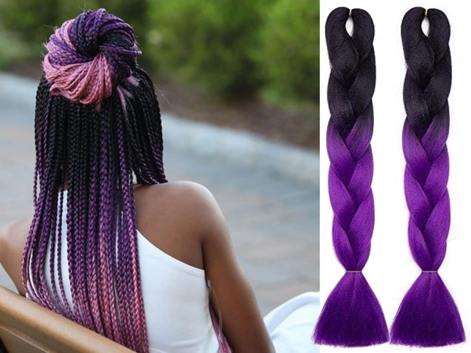 Cheveux synthétiques en ombre violet pour tressage