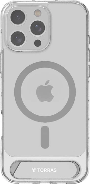 Torras Pstand étui pour iPhone 16 Pro – coque transparente magnétique avec support