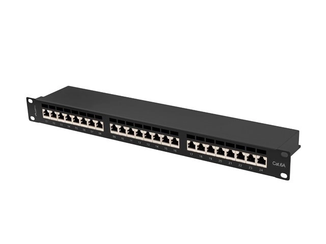 Panneau de brassage 24 ports 1U Cat 6A noir
