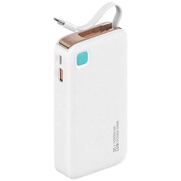 Powerbank avec câble USB-C 10000mAh 20W blanc