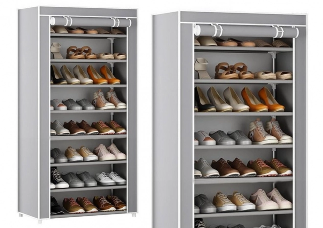 Support à chaussures gris à 8 niveaux