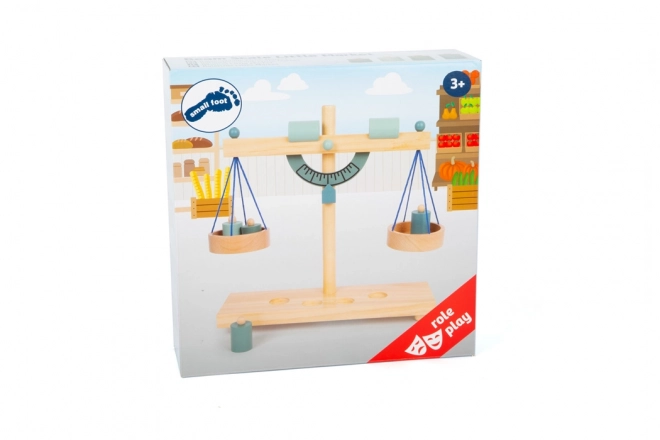Petite balance en bois Misková bleu-gris