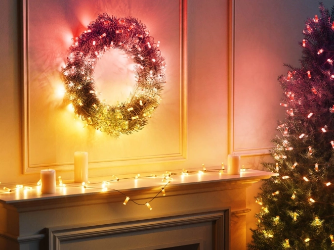 Guirlandes lumineuses intelligentes décoratives USB-C (Bonbons) 100 LED RGB, bougies, câble vert, 6 m