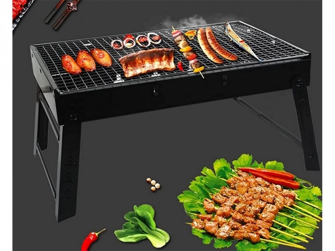 Gril portable pliable au charbon de bois pour camping et BBQ