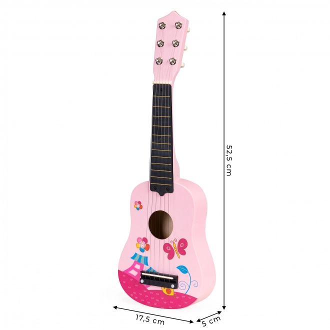Guitare en bois pour enfants, cordes métalliques, rose ECOTOYS