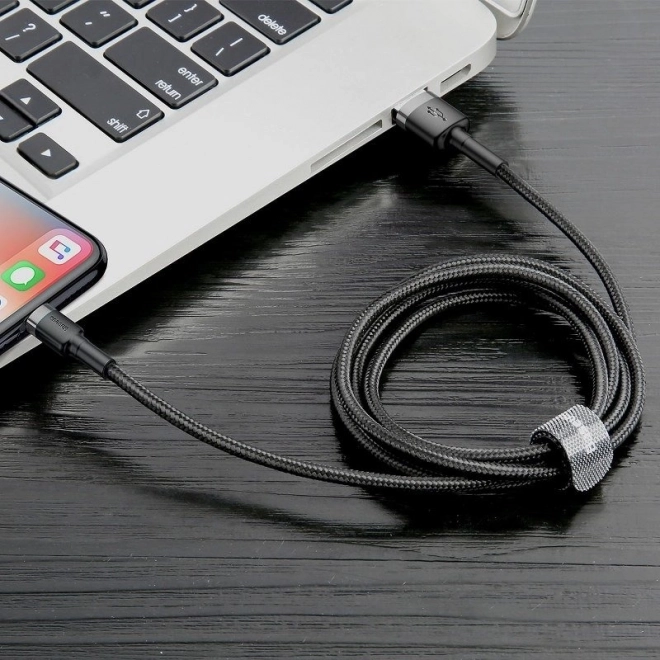 Câble USB Lightning Baseus Cafule 2A 3m (Noir Gris)