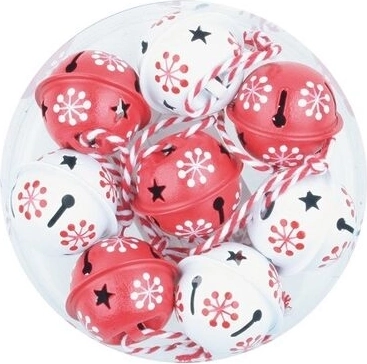 Grelots imprimés 3 cm, lot de 8 pièces – rouges et blancs