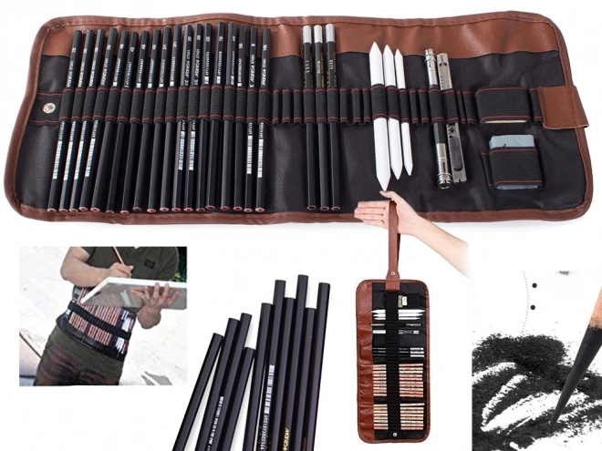 Ensemble de croquis professionnel avec valise