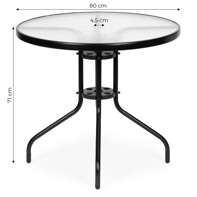 Table de jardin ronde 80 cm avec trou pour parasol