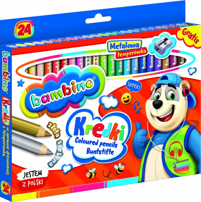 Crayons de couleur avec taille-crayon Bambino - 24 pièces