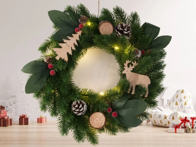 Couronne de Noël LED avec décorations