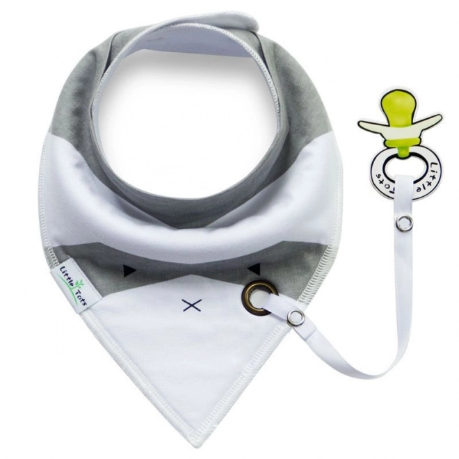 Écharpe / bavoir, bavette avec lien pour tétine blanc-gris