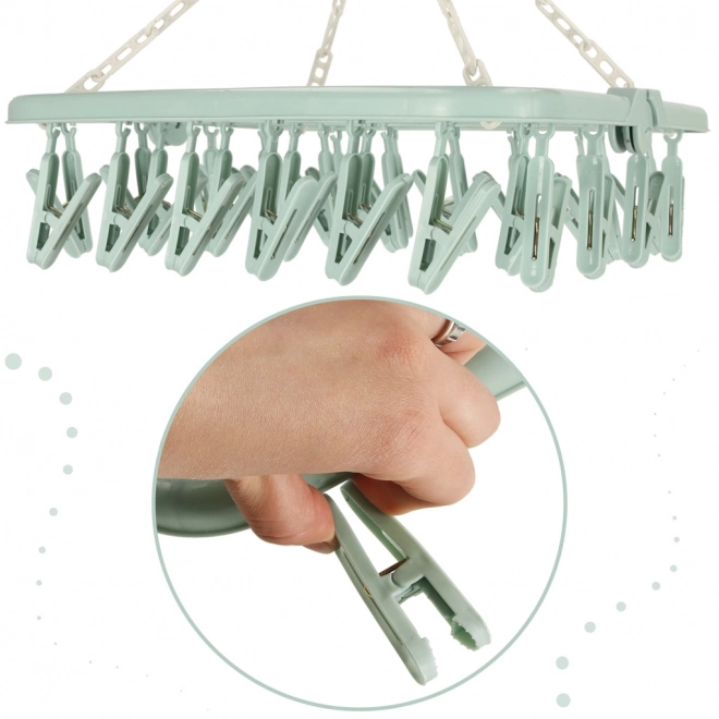 Séchoir en plastique universel avec 32 clips bleu