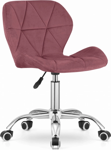 Fauteuil pivotant à large dossier en velours rose foncé