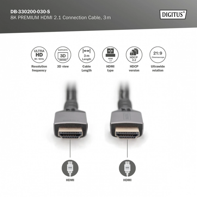 Câble HDMI 2.1 Ultra HighSpeed 8K UHD 3m noir