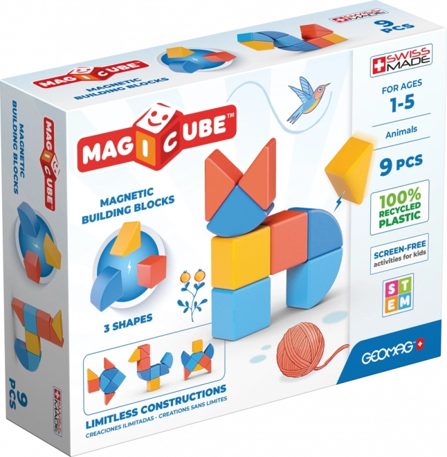 Cubes magnétiques Geomag Magicube Shapes - Animaux 9 pièces