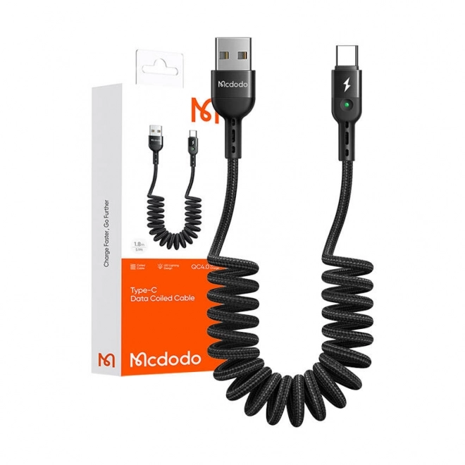 Câble à ressort USB vers USB-C Mcdodo Omega CA-6420 1,8 m (noir)