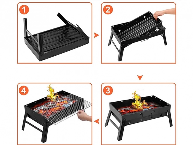 Gril portable pliable au charbon de bois pour camping et BBQ