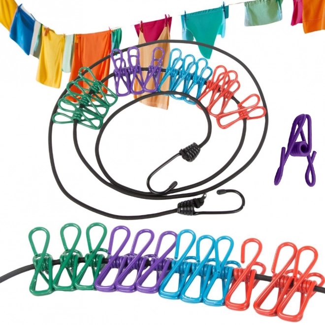 Corde à linge élastique avec clips