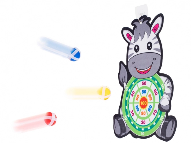 Jeu pour enfants avec cible et balles à scratch Zèbre
