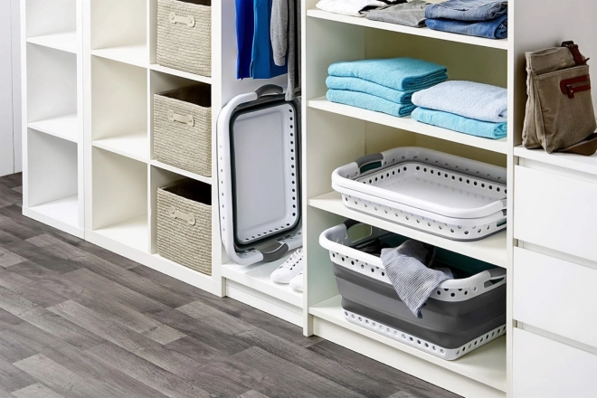 Panier à linge pliable bol en silicone blanc-gris 20 l de ModernHome