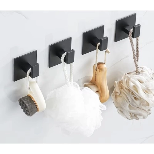 crochet autocollant noir pour serviettes dans le style loft - ensemble de 4 pièces