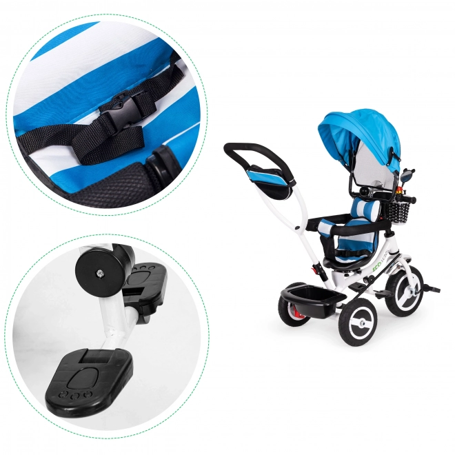 Tricycle, voiture à roues, toit bleu rotatif