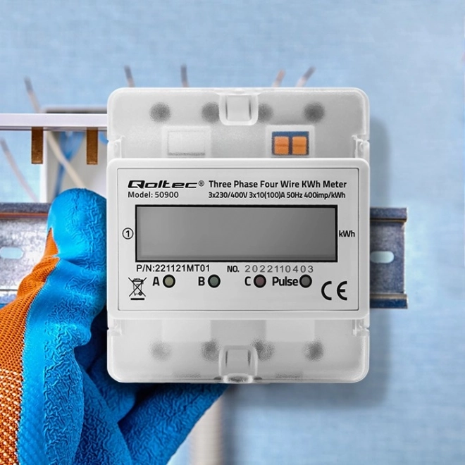 Compteur électronique triphasé | Rail DIN | 400V | LCD | 4P