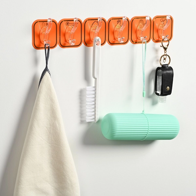 Crochets autocollants 6 pièces - orange