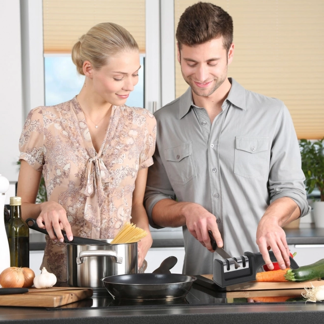 Aiguiseur de cuisine triphasé pour couteaux 3 en 1