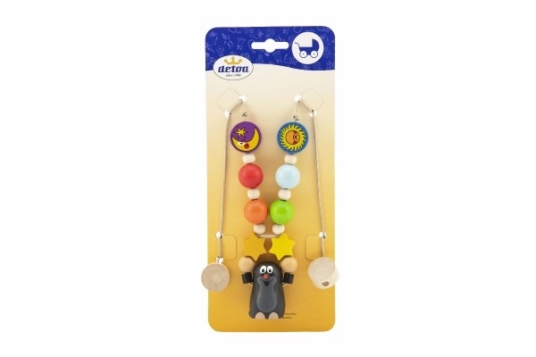 Suspension de poussette Krtek en bois sur carte 10,5x25x4 cm