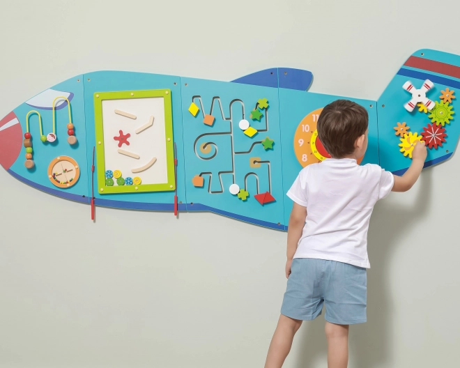 Tableau sensoriel mural en bois Avion VIGA Montessori