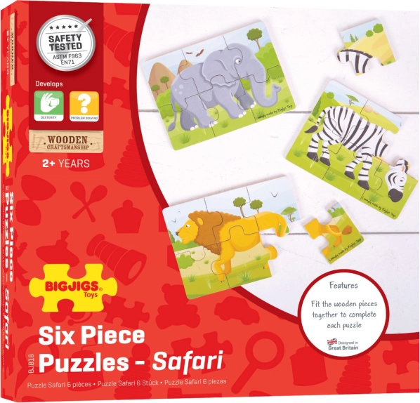 Trois puzzles indépendants avec des animaux du safari