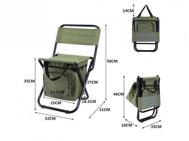 Chaise de pêche pliable avec dossier et sac isotherme