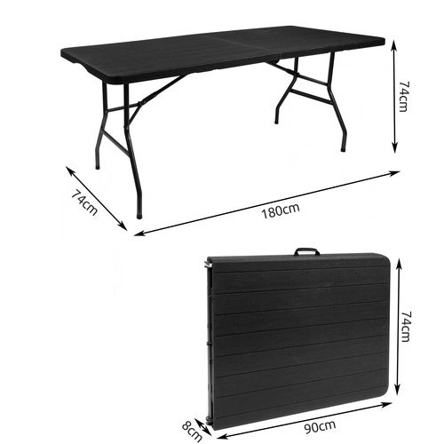 Table de jardin pliante noire 180 cm