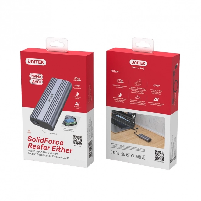 Boîtier en aluminium pour disques M.2 PCIe NVMe/SATA 10Gbps