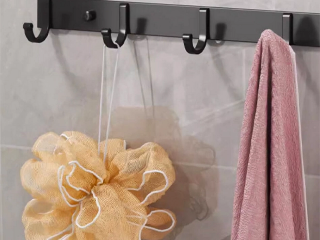 Porte-manteau mural de salle de bain avec 5 crochets