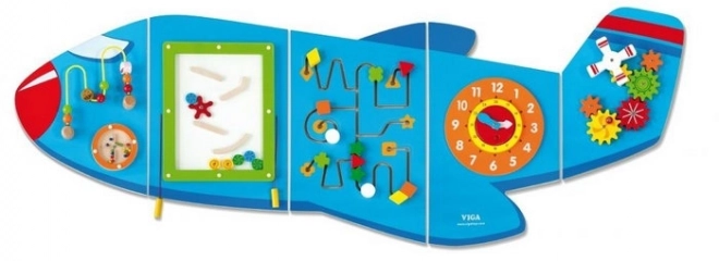 Tableau sensoriel mural en bois Avion VIGA Montessori