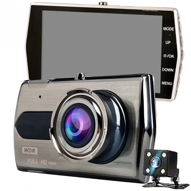 Caméra de voiture avec enregistrement full HD et écran LCD