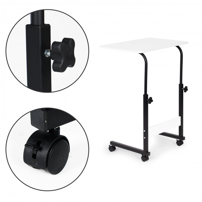 Tablette pour ordinateur portable avec roulettes, table attachée au fauteuil convertible - blanc