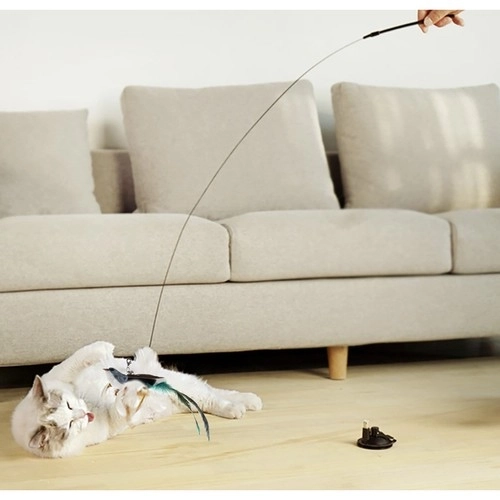 Jouet pour chats avec ventouse et oiseau