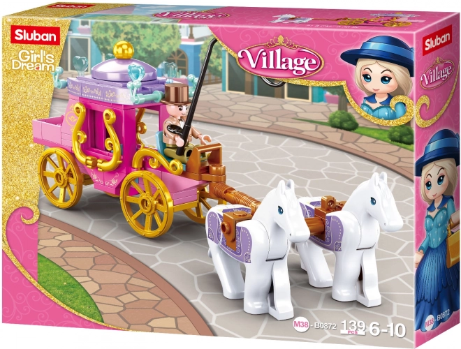 Sluban Rêve de Fille Kit de Construction Carrosse Époque avec Chevaux