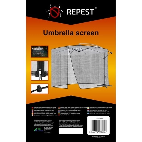 Moustiquaire parasol de jardin 3m - noir